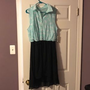Mint green and black dress